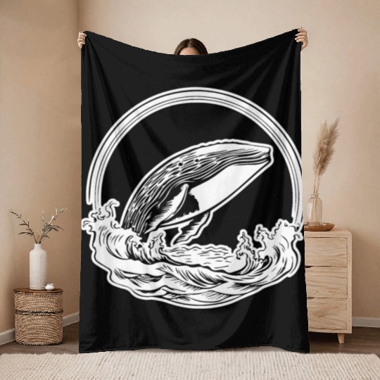 Whale Ocean Marine Throw Blankets