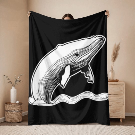 Whale Ocean Marine Throw Blankets