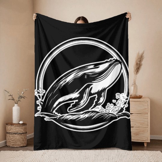 Whale Ocean Marine Throw Blankets