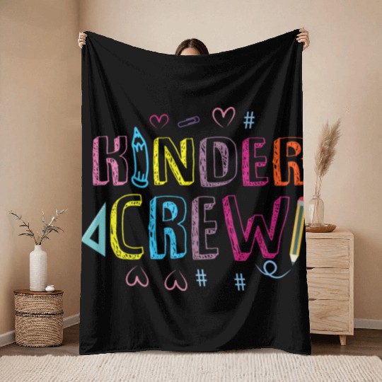 Kinder Crew Kindergarten Preschool Teacher Throw Blankets
