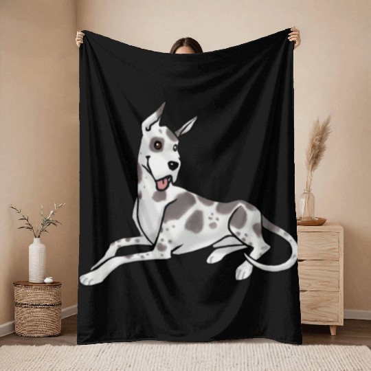 Dog Great Dane Harlequin Throw Blankets