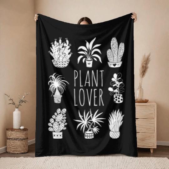 Plant Lover Potted Plants Gallery White Throw Blankets