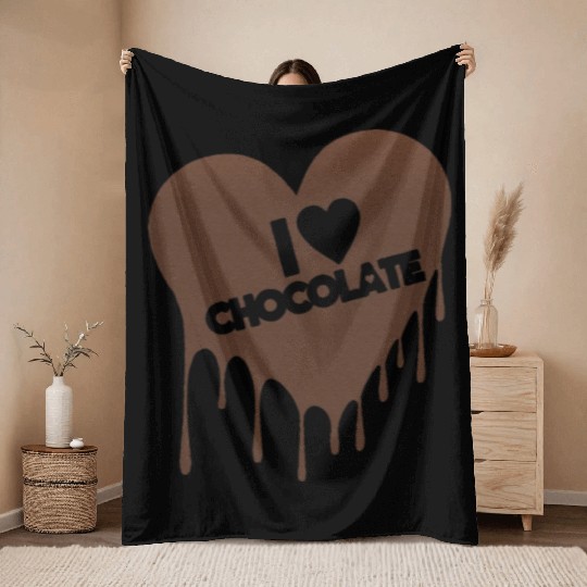 I Love Chocolate Candy Heart Lover Throw Blankets