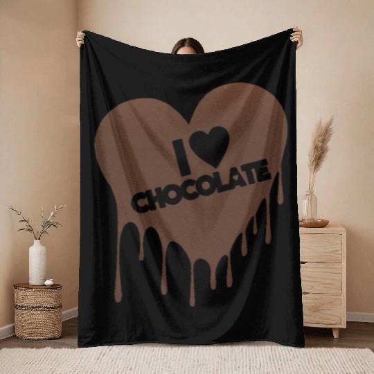 I Love Chocolate Candy Heart Lover Throw Blankets