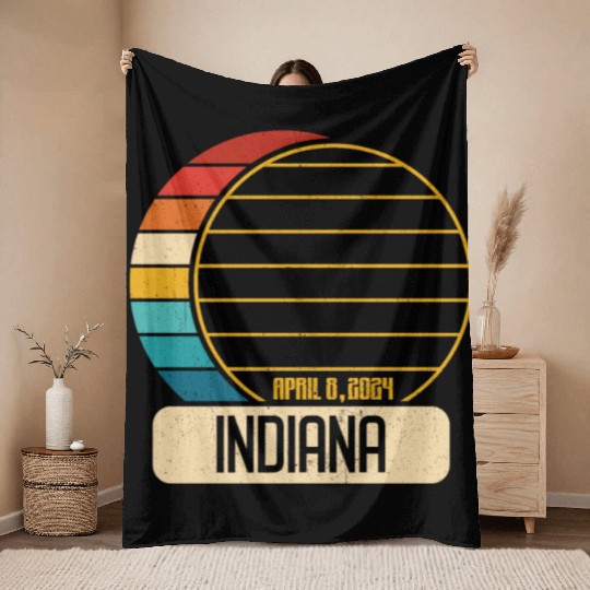 Total Solar Eclipse Indiana April 28 2024 Eclipse Throw Blankets