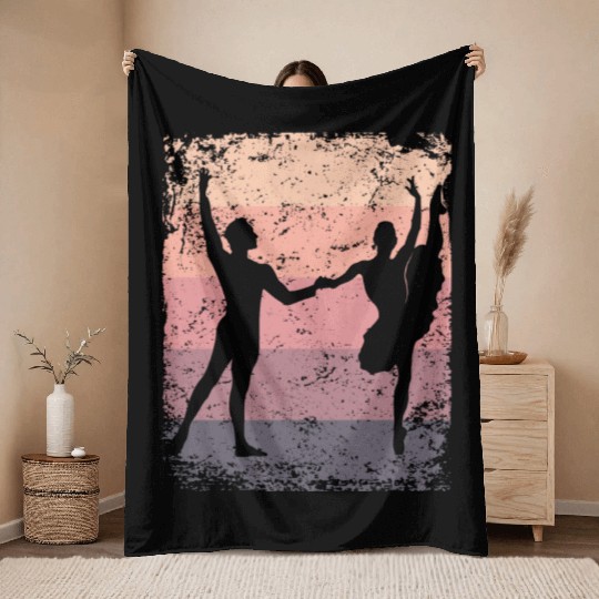 Ballet Dance Couple Vintage Ballerina Throw Blankets