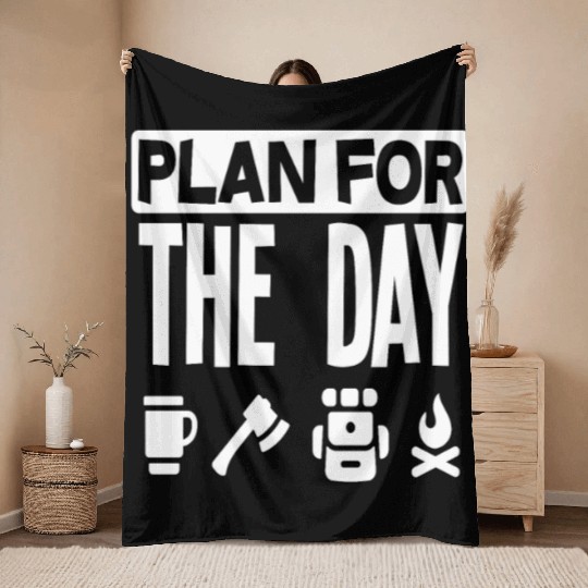 Daily Schedule Nature Camping Camper Throw Blankets