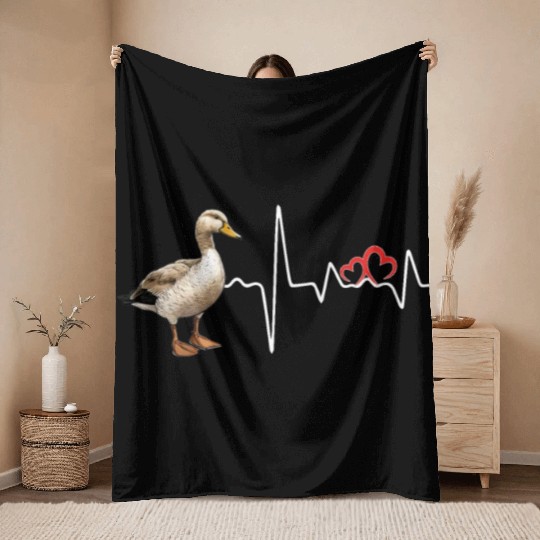 Duck Hunting Love Heartbeat Duck Hunter Throw Blankets