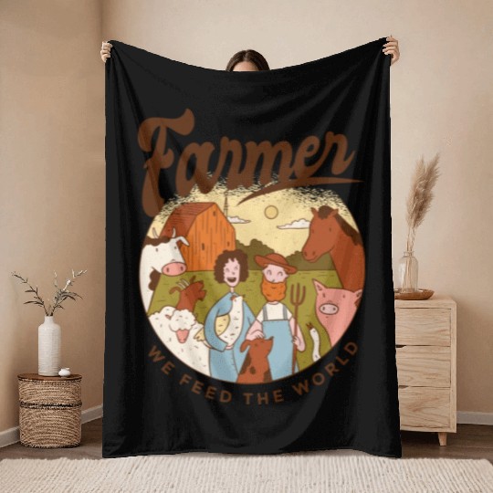 Farmer We Feed The World Throw Blankets