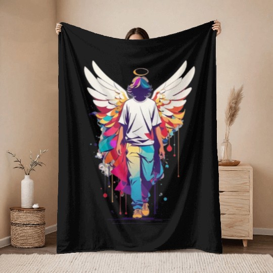 Angel with no face Throw Blankets