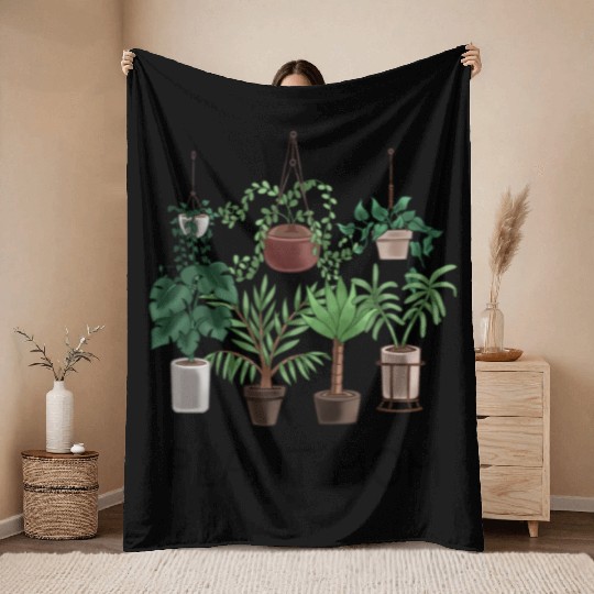 Plant Mom Potted Plant Lover Throw Blankets