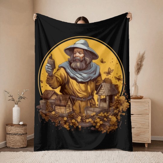 Beekeeping in the Ages - Medieval Tale Throw Blankets