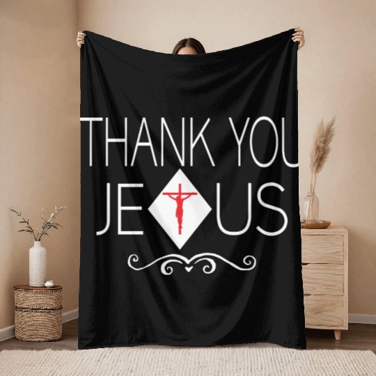 Thank You Jesus Love Jesus Christian Christmas Throw Blankets