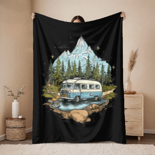 camping, nature, independent, gift Throw Blankets