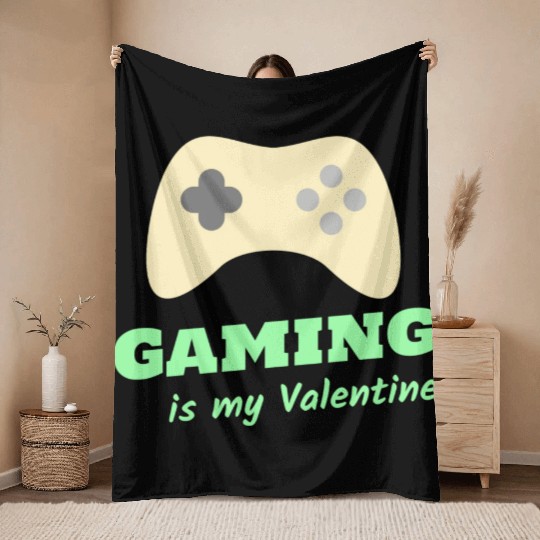 Gaming Is My Valentine Light Green Throw Blankets