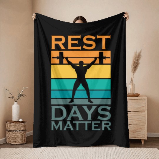 Rest Days Humor For A Gym Muscle Workout Lover Throw Blankets