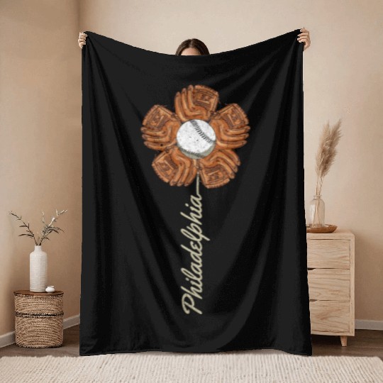 Philly Colorful Baseball Flower Souvenir I Love Throw Blankets