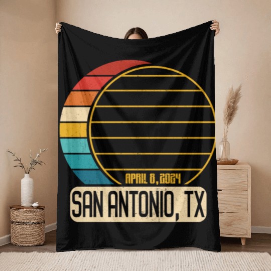 Total Solar Eclipse Texas San Antonio EclipseSan A Throw Blankets