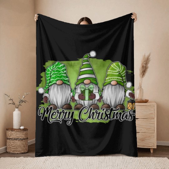 Merry Christmas Gnomes Christmas Xmas Holiday Throw Blankets
