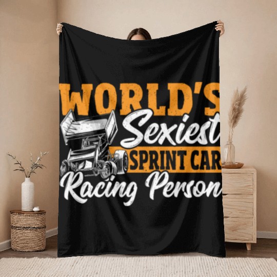 World's Sexiest Sprint Car Racer Sprint Car Racing Throw Blankets