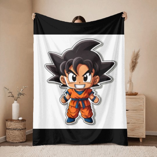 Goku Sticker Happy Bold Colors art toy style Throw Blankets