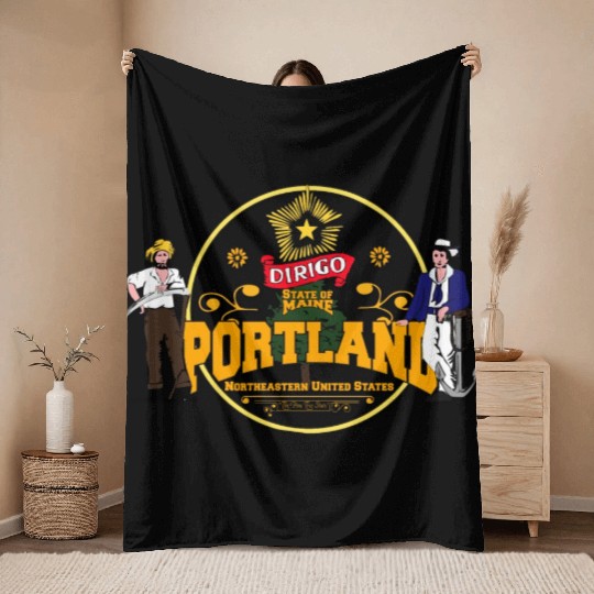 Portland - State of Maine Throw Blankets