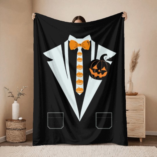 Hilarious Halloween Suit Costume Throw Blankets