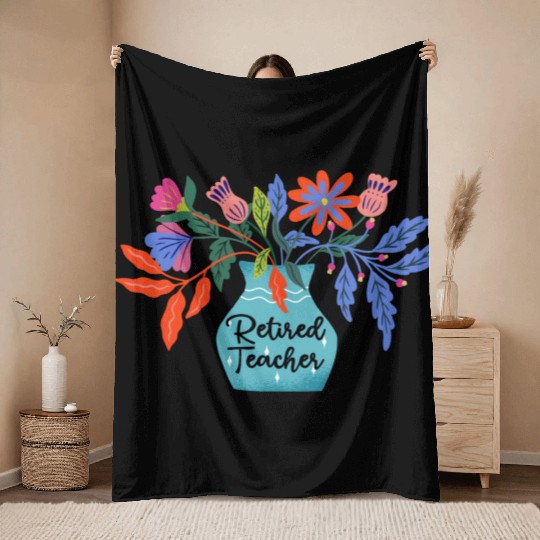 Retired Teacher Floral Retirement Of Teaching Throw Blankets