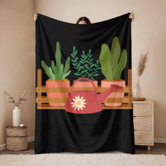 Pot Plant Mom Throw Blankets