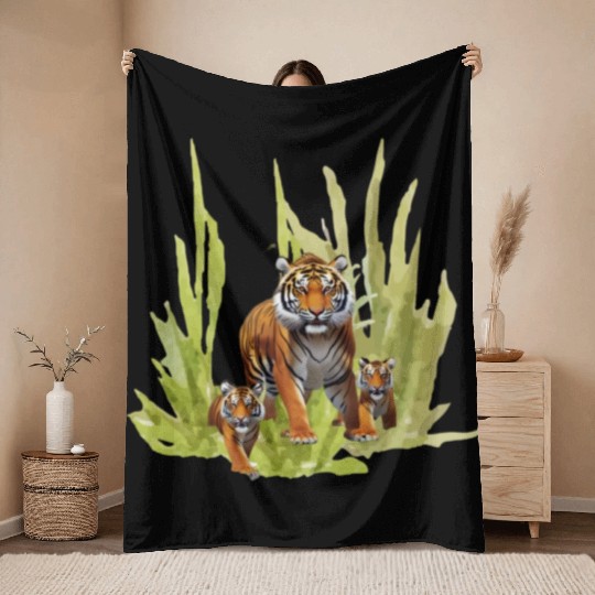 Wildlife Endangered Tiger Cubs Throw Blankets