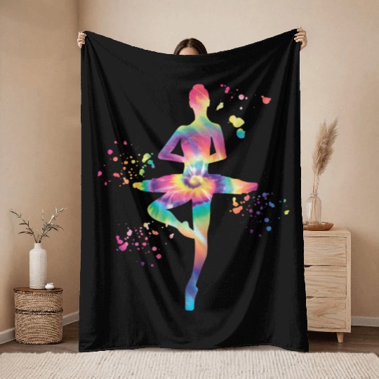 Ballet Dancer Colorsplash Ballerina Throw Blankets