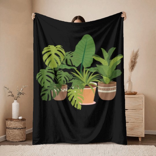 Houseplants Galore Plant Mom Throw Blankets