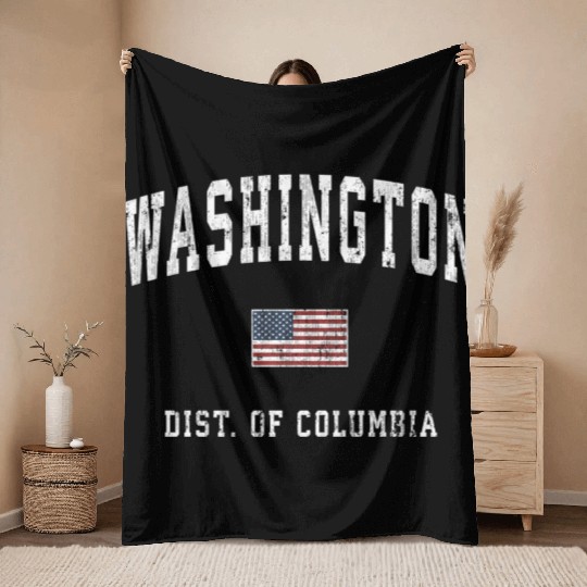 Washington Dc American Flag Sports Throw Blankets