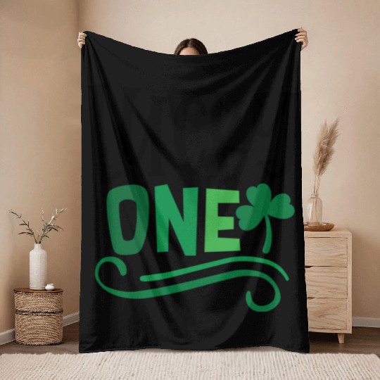 Lucky One Clover Irish Ireland Green Throw Blankets