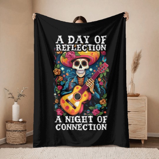 Dia De Los Muertos Sugar Skull Mexican Holiday Throw Blankets