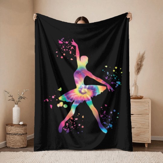 Ballet Dancer Colorsplash Ballerina Throw Blankets