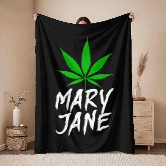 Mary Jane Kush Throw Blankets