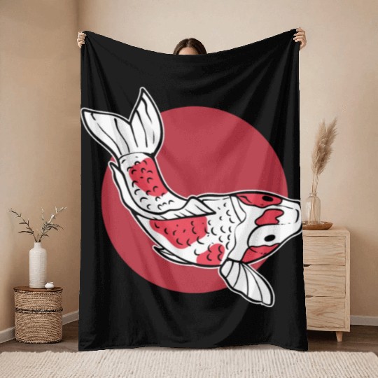 Japanese Koi Fish Koi Fish Keeper Throw Blankets