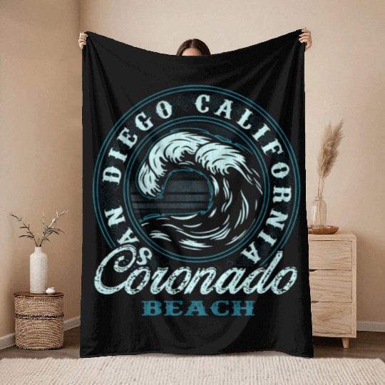 Coronado Wave Circle Beach Throw Blankets