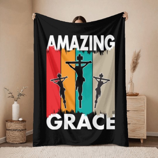 Amazing Grace Love Jesus Christian Christmas Throw Blankets