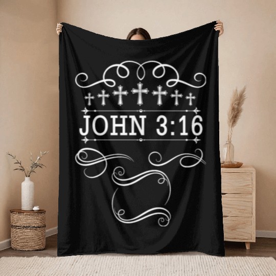 John 3:16 Love Jesus Christian Christmas Throw Blankets