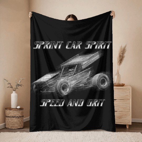 Sprint Car Mom Dirt Track Racing Racing Race Day Throw Blankets