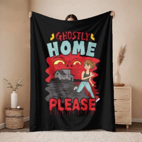 Horror Paranormal Haunted House Spooky Halloween Throw Blankets
