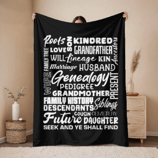 Genealogy Roots Family History Descendants Throw Blankets