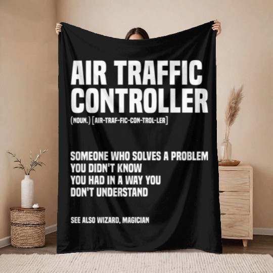 Funny Air Traffic Controller An Airplane Runway Throw Blankets