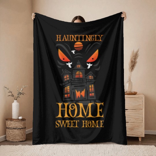 Horror Paranormal Haunted House Spooky Halloween Throw Blankets
