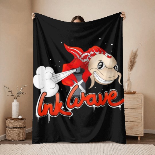Graffiti Sprayer Koi Fish Street Style Throw Blankets