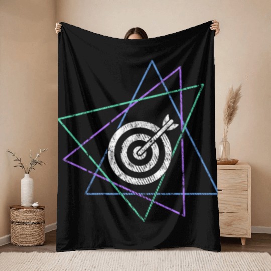 Geometric Bullseye Target Throw Blankets