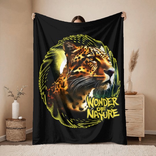 Moonlit Jaguar Throw Blankets