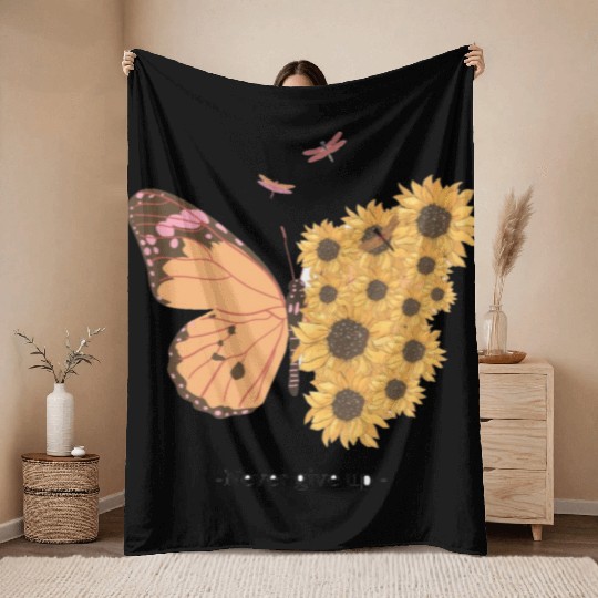 Never give up Throw Blankets